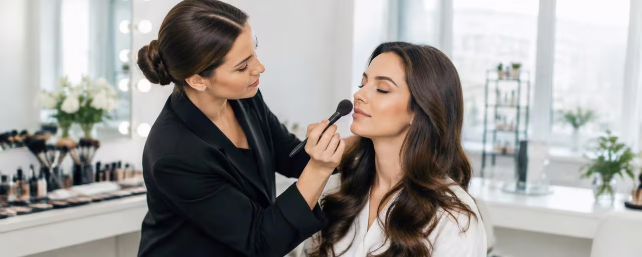 Professional make-up application in a beauty salon