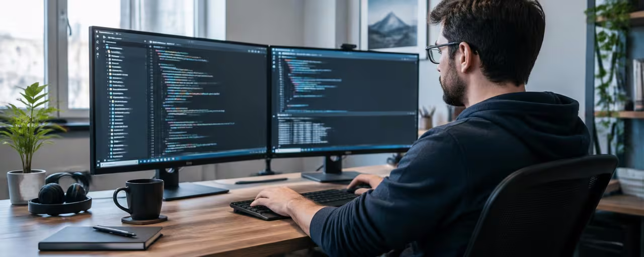 Programming on a computer with two monitors