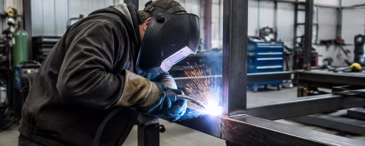 Metalworking and welding in a workshop